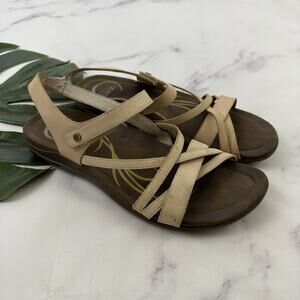 Abeo Womens Bobbie Strappy Flat Sandals Size 8.5 N Brown Suede Comfort